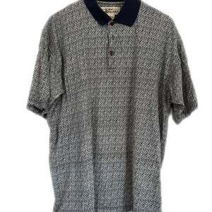 Natural Issue Vintage 90s Heathered Blue Textured 100% Cotton Polo Shirt XL